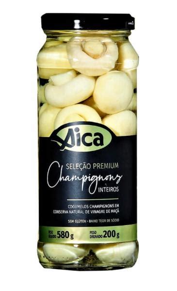 COGUMELO CHAMPIGNONS INTEIROS EM CONSERVA AICA PREMIUM VIDRO 200G