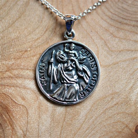 St Christopher Necklace Sterling Silver Saint Christopher Etsy