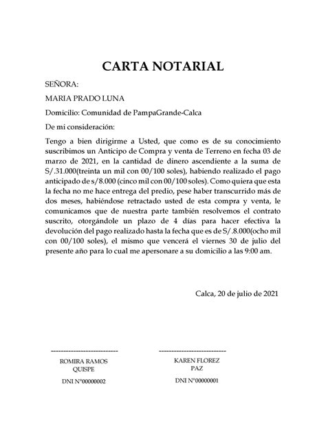 Modelo De Carta Notarial Por Da Os Y Perjuiciosword The Best Porn Website