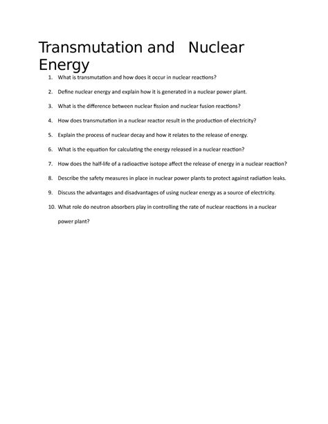 Transmutation And Nuclear Energy Transmutation And Nuclear Energy