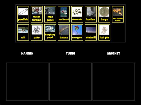 Mga Bagay Na Napapagalaw Ng Hangin Tubig At Magnet Group Sort