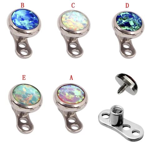 1pc G23 Titanium Opal Dermal Anchor Top Micro Dermal Piercing Micro