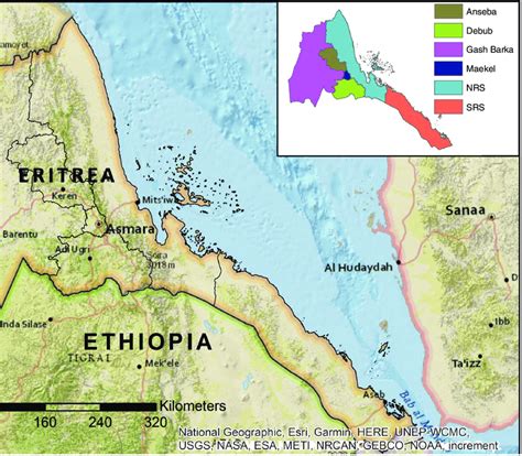 Map Of Eritrea Shows The Six Zones Administrative Regions Zobas