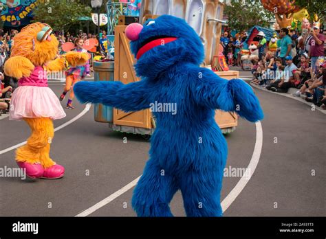 Orlando, Florida November 09, 2019. Grover and Zoe in Sesame Street ...