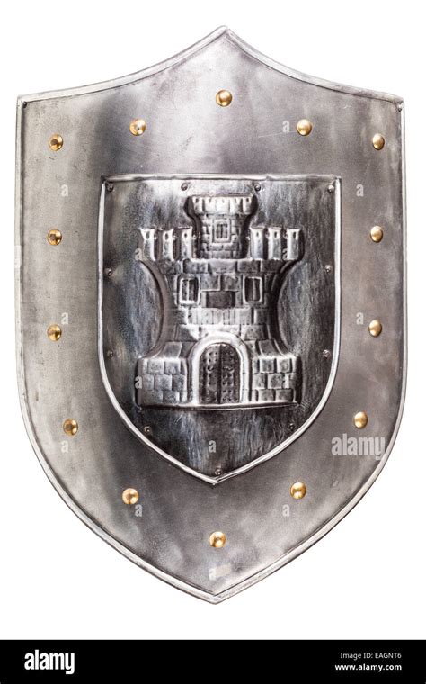 A Medieval Iron Shield Isolated Over A White Background Stock Photo Alamy