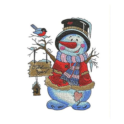 Snowman Embroidery Design Etsy