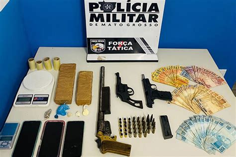 Força Tática Prende Dupla Com Armas Munições E Drogas Em Cáceres