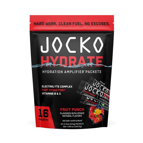 Jocko Fuel Hydrate Electrolyte Packets – Low Sugar, Fruit Punch, 16 Pa ...