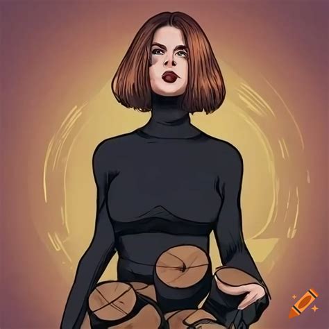 Comic Book Art Of A Confident Woman Carrying Firewood