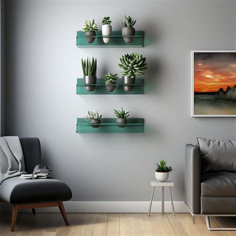 Premium AI Image | Photo of Acrylic Panel Wall With Floating Shelves ...