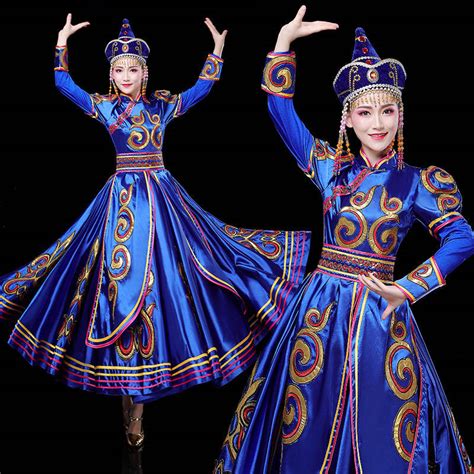 Womens Mongolian Dance Costumes Stage Performance Minority Mongolia Performance Robes