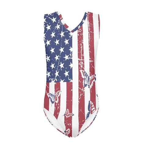 SEANATIVE Butterfly One Piece Kids Swimwear American Flag Kids Girls ...