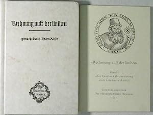 Rechenung Auff Der Linihen Reprint Des Originals Von 1550 Von Riese