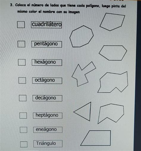 Coloca El N Mero De Lados Que Tiene Cada Pol Gono Luego Pinta Del