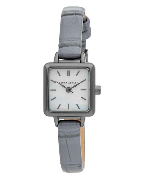 Laura Ashley Quartz Gunmetal Faux Leather Watch 20mm in Gray | Lyst