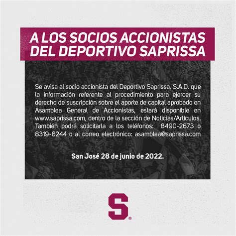 Deportivo Saprissa on Twitter Información importante referente a la