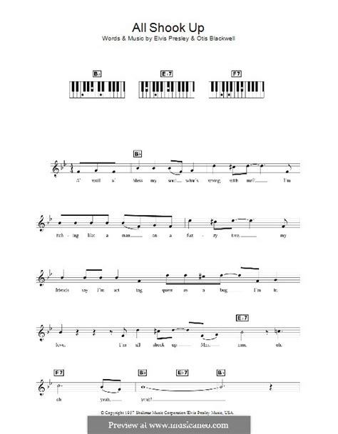 All Shook Up by E. Presley, O. Blackwell - sheet music on MusicaNeo