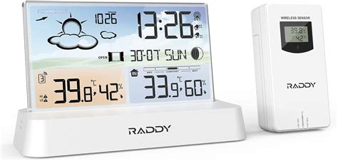 Raddy DT6 Station météo sans Fil avec horloge radio pilotée DCF écran