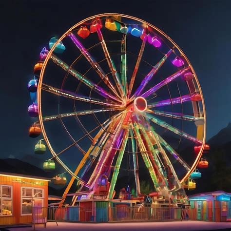 Premium AI Image | Ferris wheel with colorful cabins