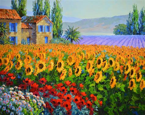 Sunflower Serenade Landscape Paintings Sunflower Painting Landscape Art