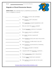 Singular And Plural Possessive Nouns Activity Live Worksheets