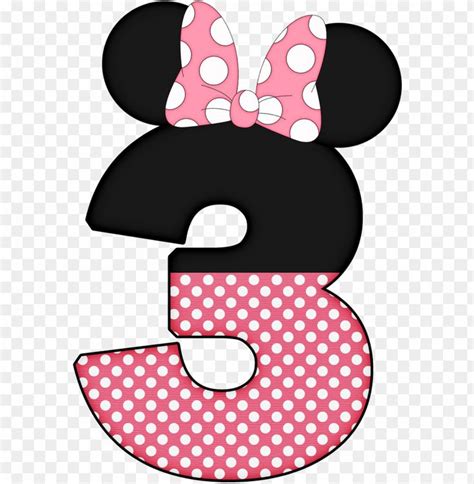 Minnie Mouse Number 3 With Polka Dots On It