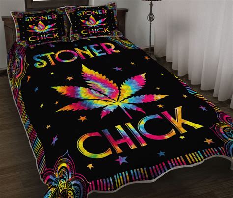 Weed Hippie Stoner Chick Tie Dye Bed Sheets Duvet Cover Bedding Sets