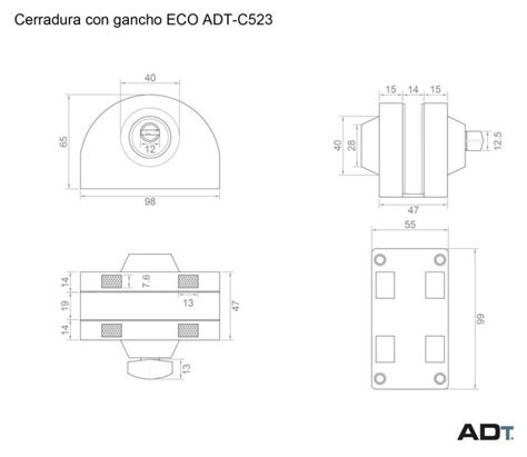 Cerradura Con Gancho Cerradero A Marco ECO ADT C523 ADETEC