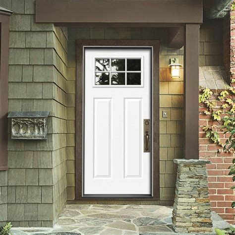 Jeld Wen 34 In X 80 In 6 Lite Craftsman Primed Steel Prehung Left