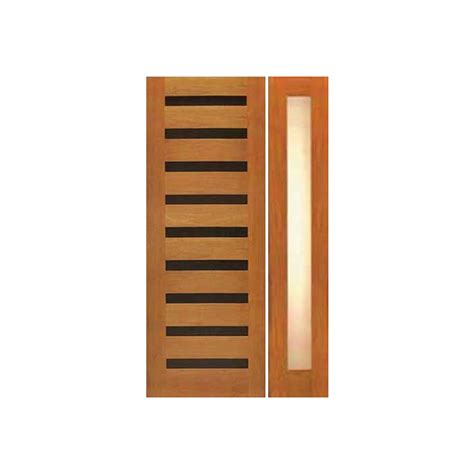 Eswda 50x80 Exterior Tropical Hardwood Modern Single Door One Sidelight Horizontal Heavy Iron