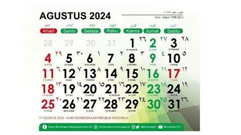 Kalender Agustus Lengkap Dengan Weton Pasaran Jawa Dan Hijriyah