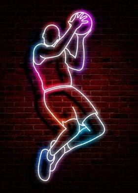 Basketball Neon Art Poster By Izmo Scribbles Displate