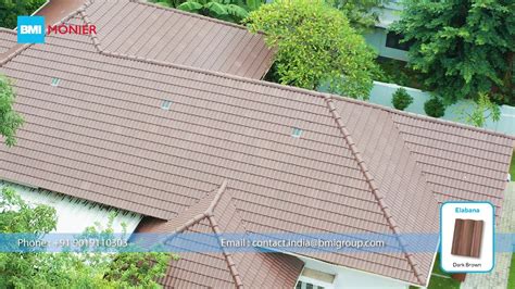 Elabana Dark Brown With Translucent Tiles Bmi Monier Mineral Roof