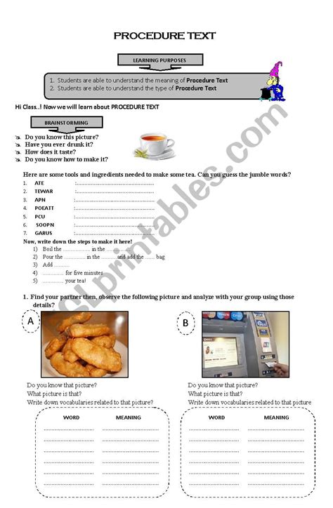 PROCEDURE TEXT - ESL worksheet by Mazaya