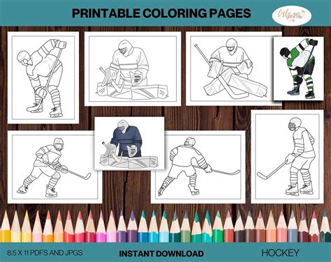 Hockey Player Easy Printable Coloring Pages Instant Digital