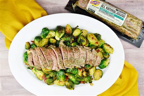 Pan Roasted Brussels Sprouts With Hatfield Marinated Pork Tenderloin