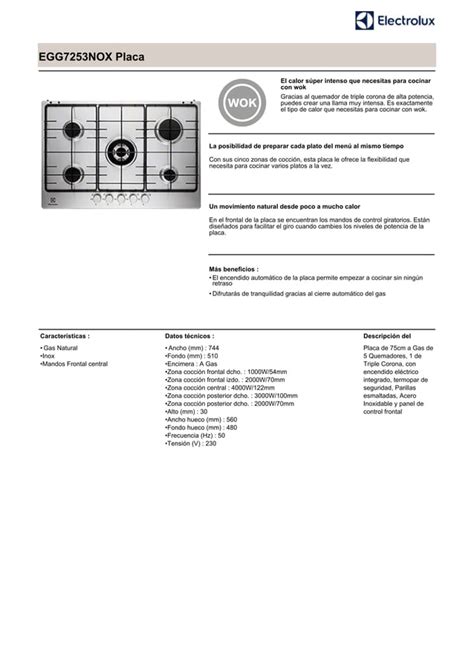 Manual Electrolux Encimera Egg7253nox PDF