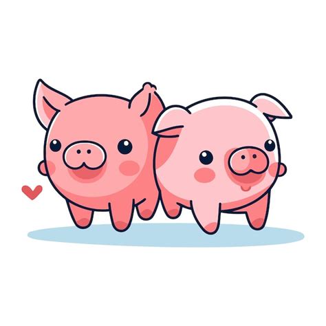 Couple De Cochons Mignons Illustration Vectorielle Dans Un Style Plat