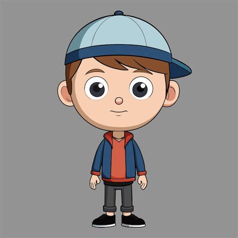 Una caricatura de un niño que lleva una gorra con una gorra en ella