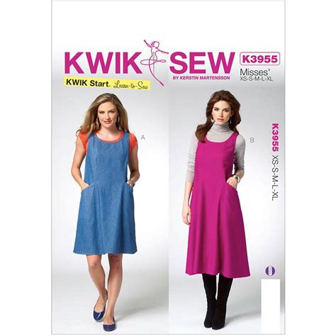 Misses Pinafore Dress Kwik Sew Sewing Pattern No 3955 Size XS XL