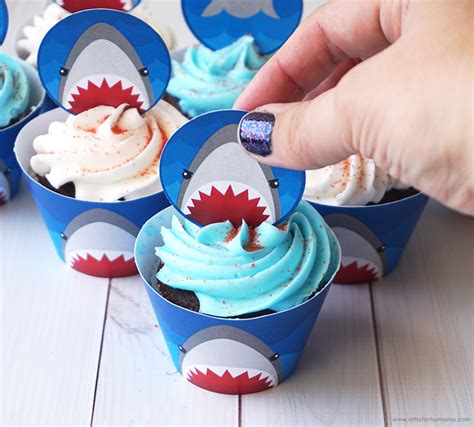 Free Printable Shark Week Cupcake Toppers Wrappers Artsy Fartsy Mama