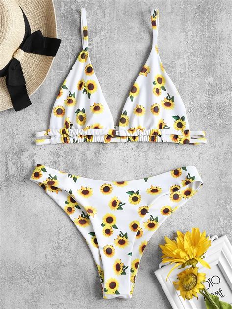 Brazilian Biquni Beach Swimwear Sunflower Floral Bikini Women Swimwear