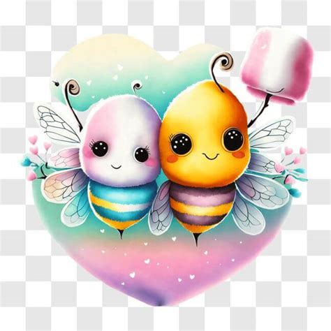 Download Adorable Bees Hugging In A Heart Shape Png Online Creative