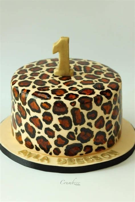 Hand Painted Leopard Print On A First Birthday Cake CakeCentral