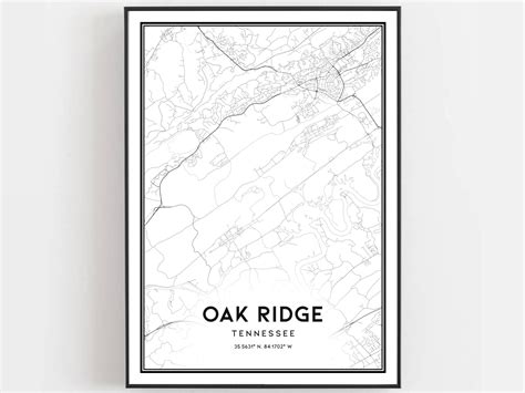 Oak Ridge Map Print Oak Ridge Map Poster Wall Art Tn City | Etsy