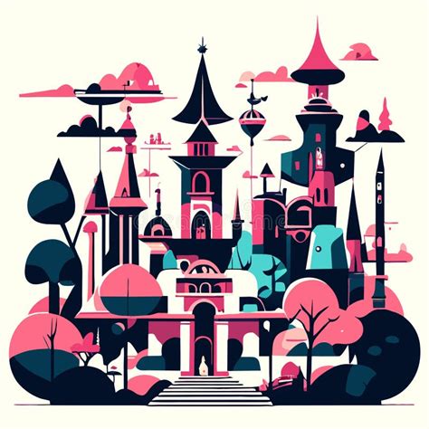 Cartoon City Landscape. Vector Illustration in Flat Style Stock Vector ...