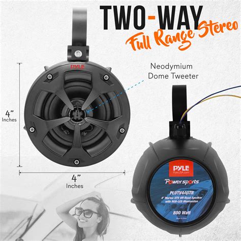 Pyle 2 Way Dual Waterproof Off Road Speakers 4 800W Marine Grade