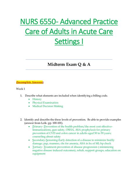 NURS6550 NURS 6550 Midterm Exam Q A Latest Advanced Practice