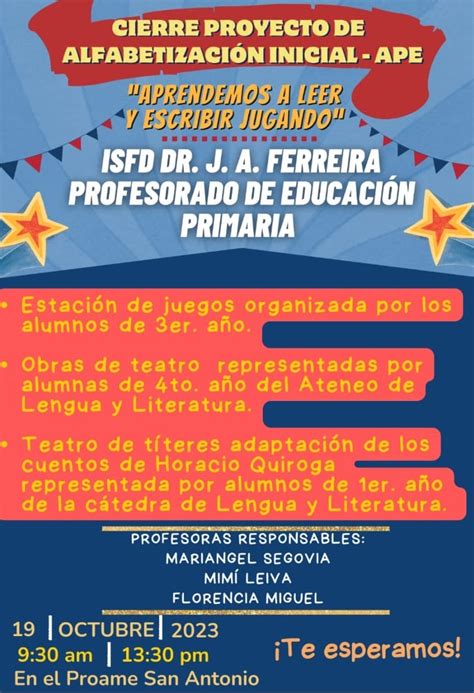 Cierre De Proyecto De Alfabetización Inicial Ape Isfd Dr J Alfredo