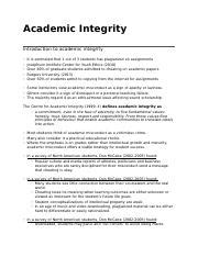 Understanding Academic Integrity In Education Course Hero